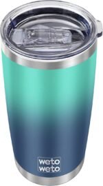 WETOWETO 20oz Insulated Stainless Steel Tumbler, Double Wall Vacuum Travel Coffee Mug, Leak-Proof Tumbler Cup for Home Office Travel (Green-Blue Gradient, 1 Pack) - Image 2