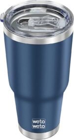 WETOWETO 30oz Tumbler with Lid, Stainless Steel Vacuum Insulated Water Coffee Tumbler, Double Wall Powder Coated Travel Mug Thermal Cup for Home Outdoor (Navy Blue, 1 Pack) - Image 2
