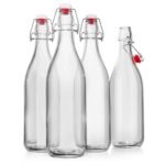 WILLDAN Giara Glass Bottle with Stopper Caps, Set of 4-33.75 Oz Carafe Swing Top Glass Bottles for Beverages, Oils, Kombucha, Kefir, Vinegar, Leak Proof Caps & Airtight Lids - Image 2