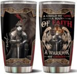 WONWIX A Child of God Man of Faith Warrior of Chirst Jesus Tumbler 20oz Stainless Steel Cups with Lid Travel Mug Coffee Cup Christian Gifts For Men Dad Husband Grandpa Christmas Birthday Fathers Day - Image 2