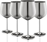 WOTOR Stainless Steel Wine Glasses Set of 4, 18oz Unbreakable Metal Wine Glass, Fancy, Unique Wine Goblets for Outdoor, Travel, Camping and Pool, Ideal Gift for Wine Lovers (Silver) - Image 2