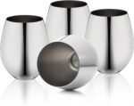 WOTOR Stemless Stainless Steel Wine Glasses Set of 4, 18oz Unbreakable Metal Wine Glass, Fancy, Unique Wine Goblets for Outdoor, Travel, Camping and Pool, Ideal Gift for Wine Lovers (Silver) - Image 2