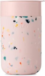 W&P Porter Ceramic Mug w/Protective Silicone Sleeve, Terrazzo Blush 16 Ounces On-the-Go Reusable Cup for Coffee or Tea Portable Dishwasher Safe - Image 2