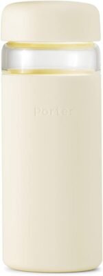 W&P Porter Glass Wide Mouth Bottle w/ Protective Silicone Sleeve | Cream 16 Ounces | On-the-Go |Reusable Bottle | Portable and Lightweight | Dishwasher Safe - Image 2
