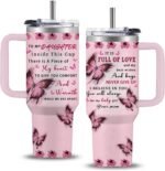 WWHSAI Daughter Gifts From Mom - To My Daughter - Pink Butterfly Stainless Steel Tumbler 40oz - Gifts For Girl Her From Mother Coffee Mug on Graduation, Mothers Day, Birthday - Image 2