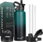 Water Bottle Insulated 32oz 40oz 64oz 128oz Straw Lid Spout Lid & 3 Lids, Leak Proof, Vacuum Insulated,Stainless Steel Water Bottle Wide Mouth for Sports, Gym or Office - Image 2