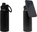 Water Bottle with Magnetic holder compatible with for iPhone - Stainless Steel Gym & Sports Bottle for Men and Women - Spout Lid - Insulated Double Walled - Leak Proof Thermos - 24 (Black) - Image 2