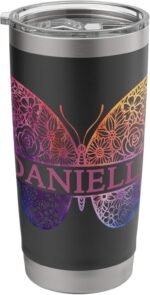 Watercolor Butterfly Travel Mug Personalized Name Danielle Stainless Steel Insulated Tumbler - Image 2