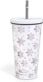 Whaline Christmas Tumbler with Lid Straw Travel Tumbler Stainless Steel Winter Snowflake Coffee Mug Cup for Women Friend Xmas Holiday Birthday Party Gift - Image 2