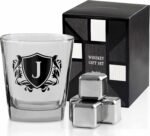 Whisky Gifts for Men, Personalized Initial Whiskey Glass with Whiskey Stones for Dad, Boyfriend, Best Friends, Coworkers, Husband, Brother, Uncle and Boss on Father's Day, Boss Day and Birthday - J - Image 2