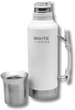 White Prime Mate Thermos 1.2L – Stainless Steel Double Wall Vacuum Bottle with Precision Spout & Handle, Large Insulated Water Bottle for Yerba Mate - Image 2