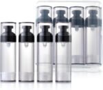 Wide Caliber airless Vacuum Pump Bottle, Reusable Cosmetics Pump Dispenser, DIY Easy Canned, Translucent Black Travel Size can be Packaged Separately Shampoo Light Lotion, etc. (1.7/oz, 4 Packs) - Image 2