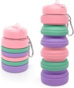 Wikineon Collapsible Water Bottle 20oz, Travel Portable Sport Water Bottle, Silicone Reusable Leakproof Foldable Water Bottles for Gym Camping Outdoor Hiking, BPA Free - Image 2