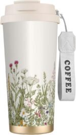 Wildflowers Insulated Coffee Tumbler with Lid Floral Stainless Steel Travel Coffee Mug Spring Summer Vacuum Insulated Reusable Cup Water Bottle - Image 2