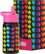 Wildkin Kids 14oz Stainless Steel Water Bottle – BPA-Free, Leakproof, Insulated, Easy-Clean - Rainbow Hearts - Image 2