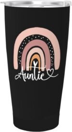 Wisedeal Auntie 20oz Stainless Steel Vacuum Insulated Tumbler with Lid - Leakproof Coffee Mug, Mothers Day Christmas Birthday Gifts for Women Grandma Mom Aunt (Black) - Image 2