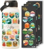 Wondery Official Fifty States Bucket List Travel Water Bottle with Waterproof Stickers and Straw | Cream 32 oz Engraved | Insulated Stainless Steel Vacuum Sealed | Leak Proof - Image 2