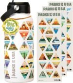 Wondery Parks of the USA® Water Bottle With 63 Waterproof Stickers of Parks (USA), 32 oz Stainless Steel Water Bottle for Traveling, Hiking, Camping, National Park Gifts- WHITE - Image 2