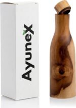 Wooden Copper Water Bottle 17oz - Handcrafted Ayurvedic 100% Pure Copper Water Bottle with Unique Natural Wooden Finish BPA-Free Leak-Proof Sports Water Bottle for Gym, Yoga, Office & Travel - Image 2