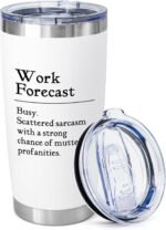 Work Forecast Tumbler, 20oz Stainless Steel Travel Mug with Lid, Funny Office Sarcastic Gift for Coworkers, Boss, Men or Women, Gag Birthday Cup Idea(White) - Image 2