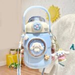 Woskailly Cute Stainless Steel Water Bottle with Portable Stylish Perfect Sport Set, Vacuum Insulated Bottles 24.6oz (Blue) - Image 2