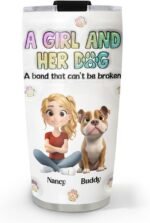 Wrappiness A Girl And Her Dog Personalized Tumbler with 3D Inflated Effect - Gifts for Dog Moms Women on Mothers Day Christmas Birthday 20Oz Tumbler for Fur Mama Pet Lovers Pawma Travel Coffee Cup - Image 2
