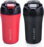XPIY 14 oz Travel Coffee Mug, 2 Pack Insulated Coffee Travel Mug Spill Proof with Lid and Straw, Stainless Steel Coffee Tumbler for Hot and Cold Drinks Red and Black - Image 2