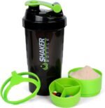 XTK Shaker Bottle 16OZ Protein Shaker Bottles with Mix Ball Portable Sports Water Bottle Leak Proof GYM Cup for Protein Mixes with Storage & Pill Organizer, Ideal for Pre Workout,BPA Free (Green) - Image 2