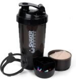 XTK Shaker Bottle 16OZ Protein Shaker Bottles with Mix Ball Sports Water Bottle Leak Proof GYM Cup for Protein Mixes with Powder Storage & Pill Organizer, Ideal for Pre Workout,BPA Free(black) - Image 2