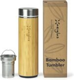 Xaeiglas 18 oz Bamboo Tea Infuser Bottle for Loose Leaf Tea - Bamboo Tumbler- Insulated Water Bottle - Coffee Tumbler - Tea Gift Set - Tea Accessories - Image 2
