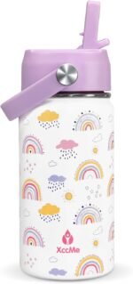 XccMe 14 oz Rainbow Kids Water Bottle With Straw Lid,Stainless Steel Travel Bottle,Double Wall Leak Proof Kids Cup,Insulated Tumbler for Toddlers,Metal Bottle for School Boys Girls - Image 2