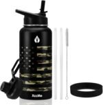 XccMe 32 oz Insulated Water Bottle,Stainless Steel Leak Proof Water Bottles,Wide Mouth Double Walled Travel Thermal Mug with 2 Lids for Cold Water Drinks,Sports,Travel,Car and School Camouflage - Image 2
