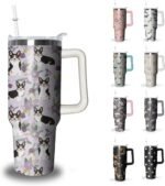 Xchearser Cute Corgi Tumbler with Handle and Straw,40 oz Dog Stainless Steel Insulated Cup with Straw,Travel Coffee Mug Water Bottle, Birthday Christmas Mothers Day Gifts for Animal Lovers Women - Image 2