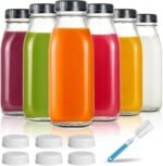 YEBODA 16oz Glass Milk Bottle with Plastic Tamper-proof Caps (6 Pack) Vintage Reusable Dairy Drinking Containers, Glass Bottles for Milk, Juice,Yogurt, Smoothies, Honey, Tomato Sauce, Jam, Syrup - Image 2