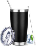 YEBTS Life 20 oz Tumbler with Lids and Straws, Stainless Steel Insulated Travel Coffee Mug, Double Wall Vacuum Insulated Tumblers, Powder Coated Coffee Tumbler for Cold & Hot Drinks (Black) - Image 2