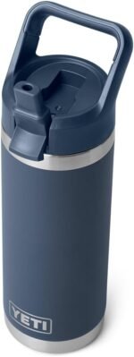 YETI Rambler 18 oz Bottle, Vacuum Insulated, Stainless Steel with Straw Cap, Navy - Image 2