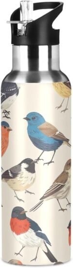 YETTASBIN Bird Water Bottle with Straw Lid 32oz Leakproof Vacuum Insulated Stainless Steel Sport Water Bottles for Gym, School, Travel - Image 2