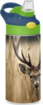 YETTASBIN Deer Water Bottle for Kids, 12 oz Leakproof Double Walled Insulated Stainless Steel Water Bottle Travel Tumbler with Straw Lid for Girls Boys Toddlers - Image 2