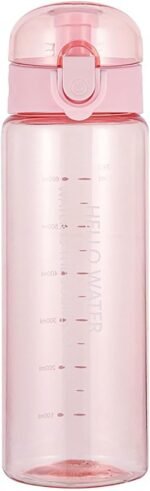 YIKANGHENG Sports Water Bottle, 26oz Transparent Pink Plastic Water Cup with Straw for Sports, Travel, and Outdoors (pink) - Image 2