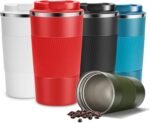 YINJAM 17oz Travel Coffee Mug Insulated Coffee Cups to Go with Leakproof Lid Vacuum Stainless Steel Double Walled Thermal Car Coffee Tumbler for Hot Cold Ice Tea Drinks Reusable (Red, 17oz) - Image 2