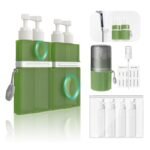 YOTIME 4in1 Travel Bottles Set, Vacuum Silicone Suction Cup for Smooth Walls, TSA Approved Leak Proof Travel Size Containers for Toiletries, Shampoo, Body Wash and Conditioner, Green - Image 2