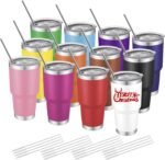 YOUKE OLA 12 Pack Insulated Tumbler - 30oz Stainless Steel Double Wall Vacuum Travel Coffee Tumbler Cup with Lid and Straw for Cold & Hot Drinks (Mixed Colors) - Image 2