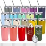 YOUKE OLA 20 Pack Stainless Steel Tumbler Bulk 20oz Insulated Vacuum Travel Mug Powder Coated Coffee Mug Gift for Laser Engrave, Assorted Colors - Image 2