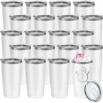 YOUKE OLA 20 Pack Stainless Steel Tumbler Bulk Insulated Vacuum Travel Mug Powder Coated Coffee Mug Gift for Laser Engrave, 20oz White - Image 2