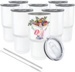 YOUKE OLA 8 Pack Sublimation Tumbler Blank White Bulk Stainless Steel Double Wall Vacuum Insulated Coffee Travel Tumbler Car Cups with Straws, 30oz - Image 2