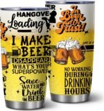 Yellow Beer Tumbler,20 Oz Insulated Stainless Steel Iced Coffee Tumbler with Lid,Funny Travel Coffee Mug Cup Water Bottle,Personalized Birthday Party Gifts for Women Men Friend Wine Lovers,1 Pcs - Image 2
