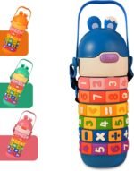 Yenergy 15 oz Kids Math Learning Water Bottle, Educational Thermos with Straw, 316 Stainless Steel Liner, Carrying Strap, Leak-Proof, Fun, Sensory, Puzzle Kid's Birthday Gift (Blue) - Image 2