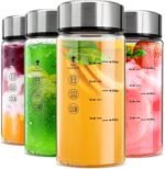 Yirilan 12 oz glass bottles with lids, 4 Pack Glass Juice Bottles, Reusable Water Bottle for Juicing, Stainless Steel Lids Juicer Bottles, Leakproof, BPA Free - Image 2