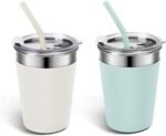 Ymmy Sam 2pcs Stainless Steel Cups with Silicone Straws, 12oz Spill-proof Tumblers Dishwasher Safe Unbreakable Metal Cups with Heat-insulated Sleeves for Cold and Hot Drinks - Image 2
