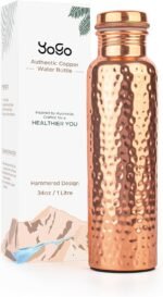 YoGo Pure Copper Water Bottle – 34 Oz Hammered Ayurvedic Copper Water Bottle for Drinking – Leak-Proof Lid, Handcrafted copper Bottle for Daily Use - Image 2